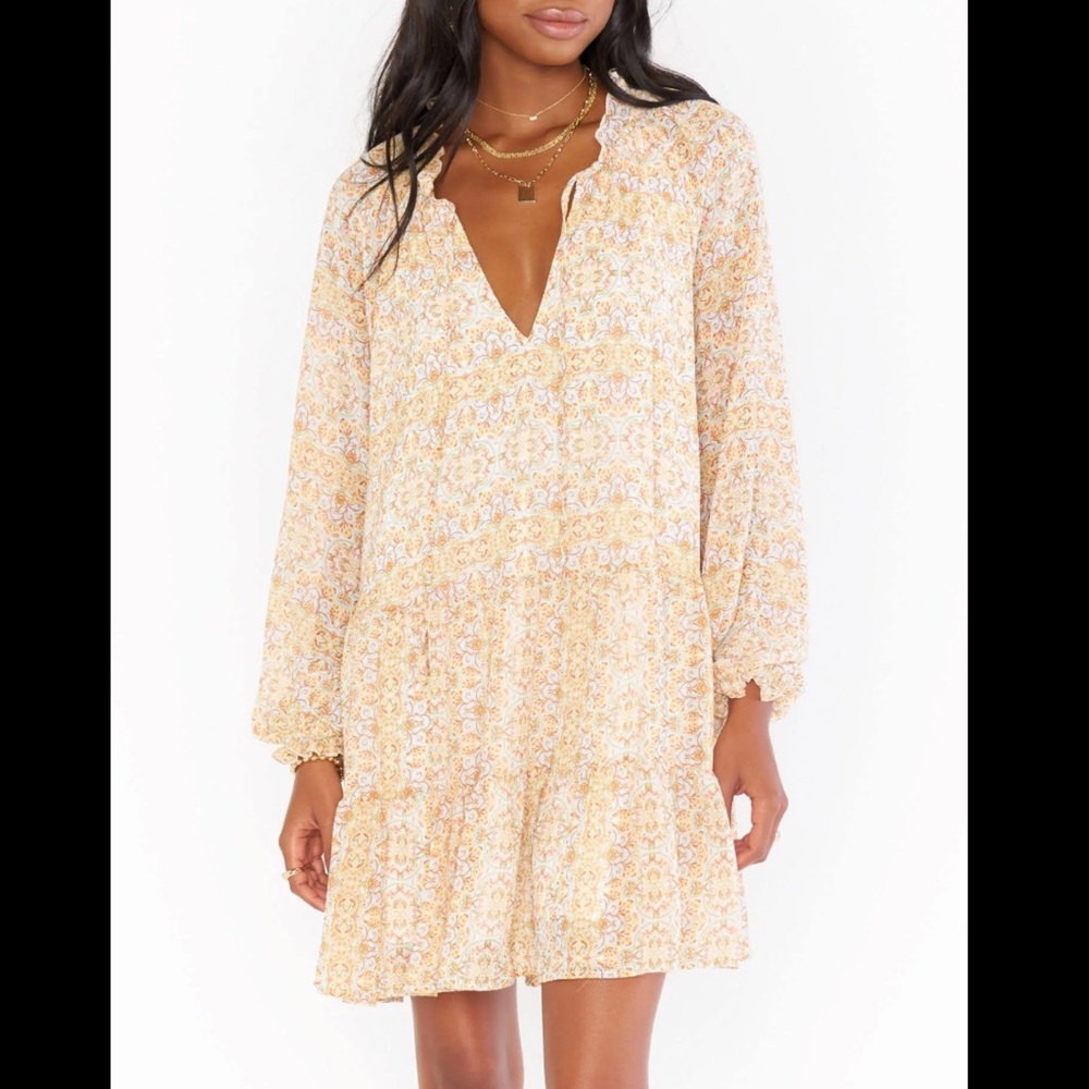 SHOW ME YOUR MUMU Women’s Birdie Dainty Peasant Fall Tiered Mini Dress